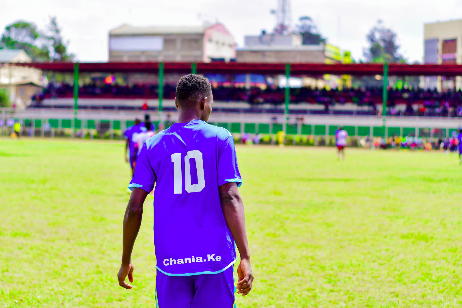 A young footballer at Thika Stadium